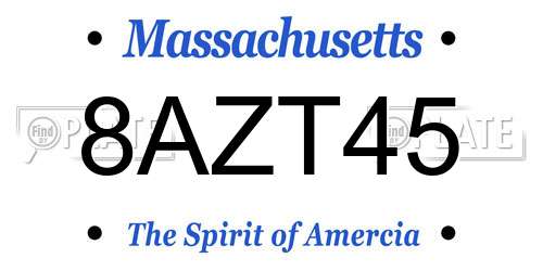 8AZT45 Massachusetts License Plate