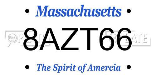 8AZT66 Massachusetts License Plate
