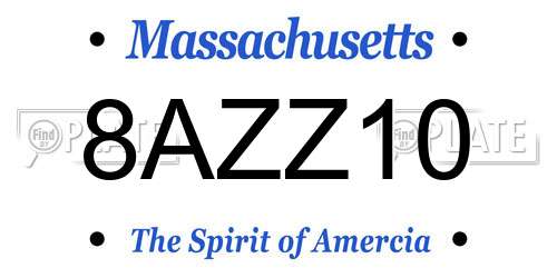 8AZZ10 Massachusetts License Plate
