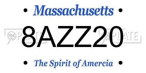 8AZZ20 Massachusetts License Plate