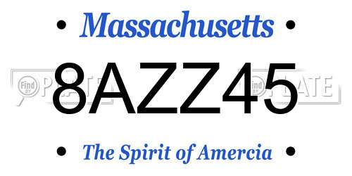 8AZZ45 Massachusetts License Plate