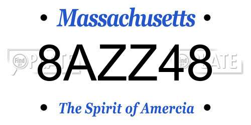 8AZZ48 Massachusetts License Plate