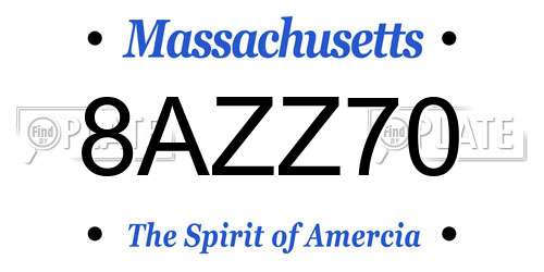 8AZZ70 Massachusetts License Plate