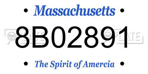 8B02891 Massachusetts License Plate