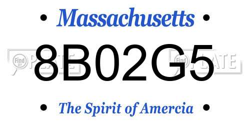 8B02G5 Massachusetts License Plate