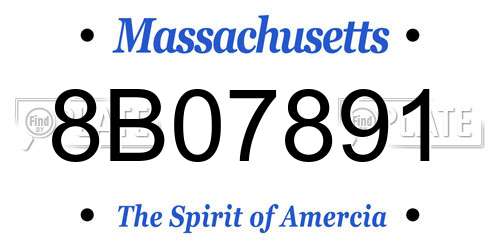 8B07891 Massachusetts License Plate