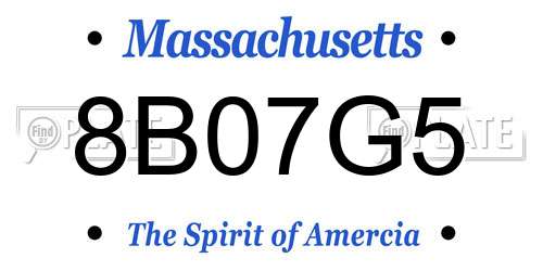 8B07G5 Massachusetts License Plate