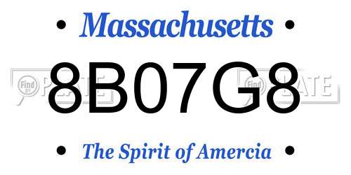 8B07G8 Massachusetts License Plate