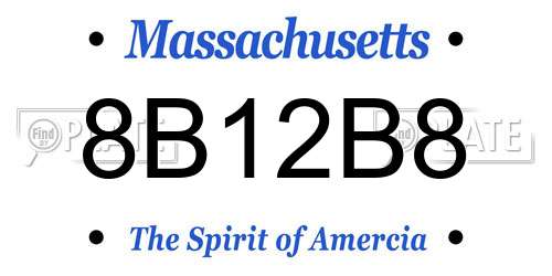 8B12B8 Massachusetts License Plate