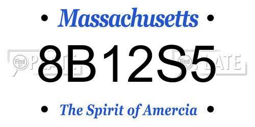 8B12S5 Massachusetts License Plate