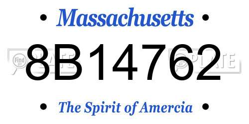 8B14762 Massachusetts License Plate