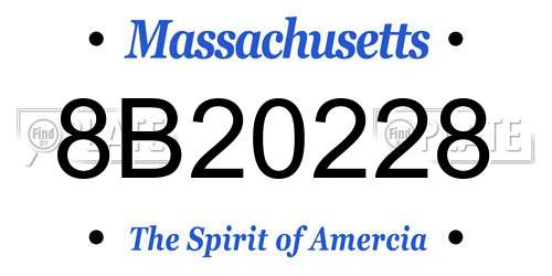 8B20228 Massachusetts License Plate