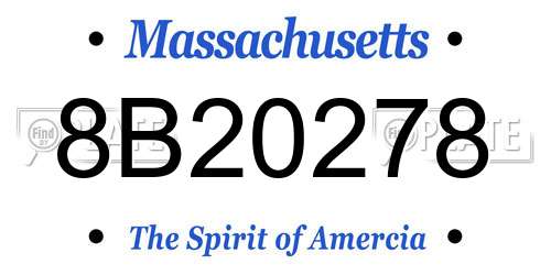 8B20278 Massachusetts License Plate