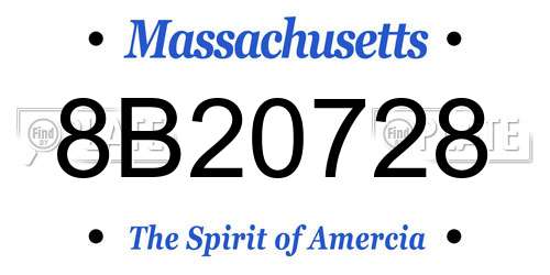 8B20728 Massachusetts License Plate