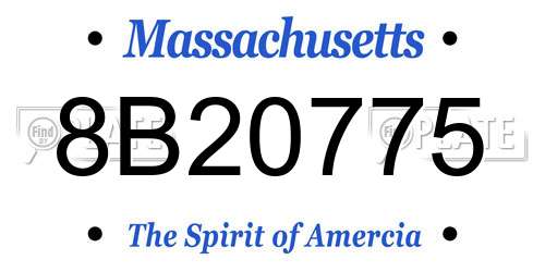 8B20775 Massachusetts License Plate