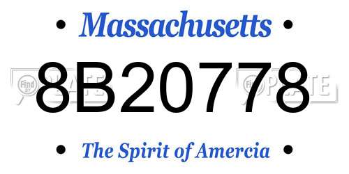 8B20778 Massachusetts License Plate