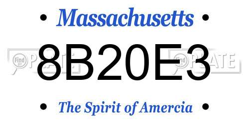 8B20E3 Massachusetts License Plate
