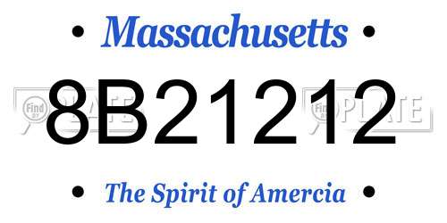 8B21212 Massachusetts License Plate