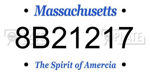8B21217 Massachusetts License Plate