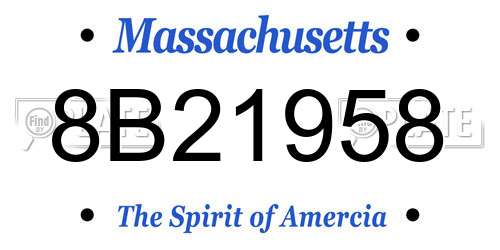 8B21958 Massachusetts License Plate