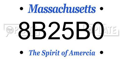 8B25B0 Massachusetts License Plate