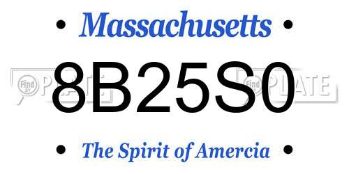 8B25S0 Massachusetts License Plate