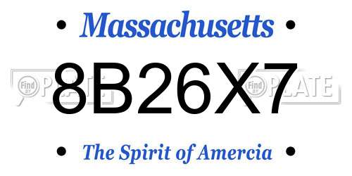 8B26X7 Massachusetts License Plate