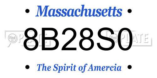 8B28S0 Massachusetts License Plate