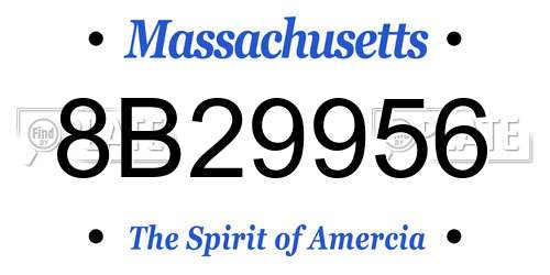 8B29956 Massachusetts License Plate