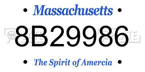 8B29986 Massachusetts License Plate