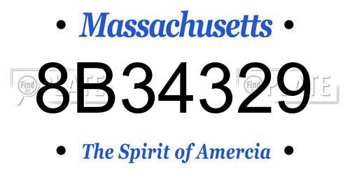 8B34329 Massachusetts License Plate