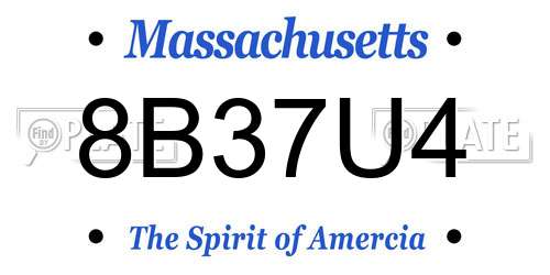 8B37U4 Massachusetts License Plate