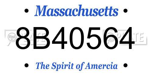8B40564 Massachusetts License Plate