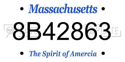 8B42863 Massachusetts License Plate