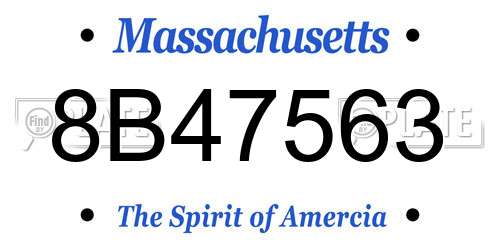 8B47563 Massachusetts License Plate