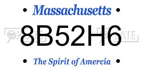8B52H6 Massachusetts License Plate