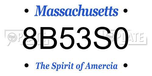 8B53S0 Massachusetts License Plate