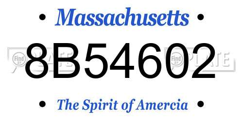 8B54602 Massachusetts License Plate