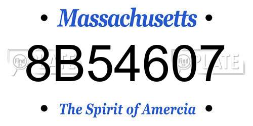 8B54607 Massachusetts License Plate