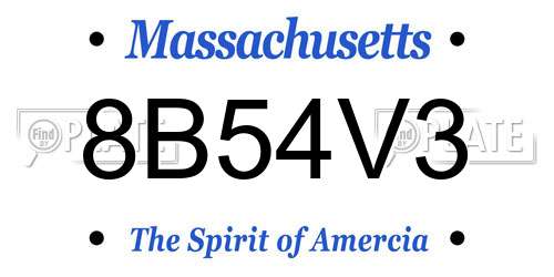 8B54V3 Massachusetts License Plate