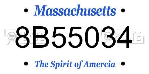 8B55034 Massachusetts License Plate