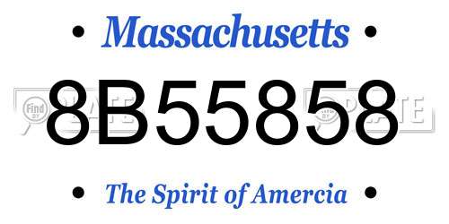 8B55858 Massachusetts License Plate