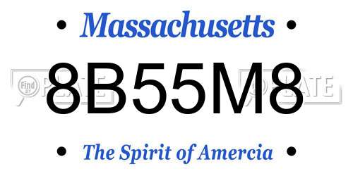 8B55M8 Massachusetts License Plate