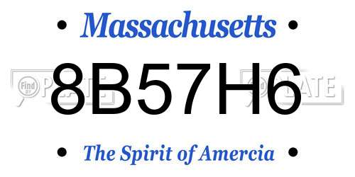 8B57H6 Massachusetts License Plate