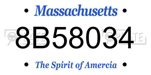 8B58034 Massachusetts License Plate