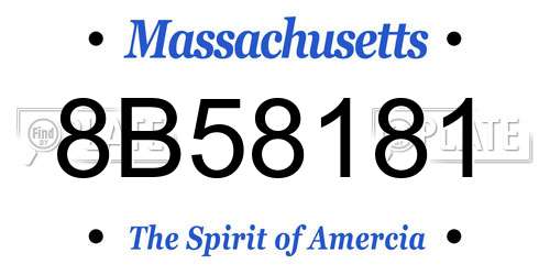 8B58181 Massachusetts License Plate