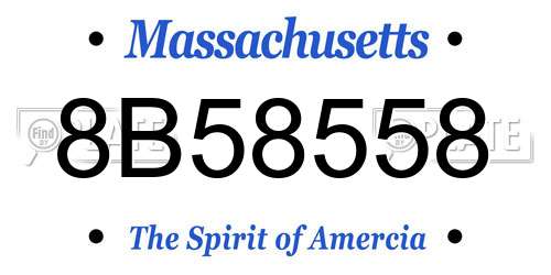 8B58558 Massachusetts License Plate