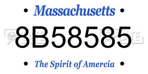 8B58585 Massachusetts License Plate