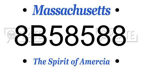 8B58588 Massachusetts License Plate