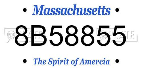 8B58855 Massachusetts License Plate